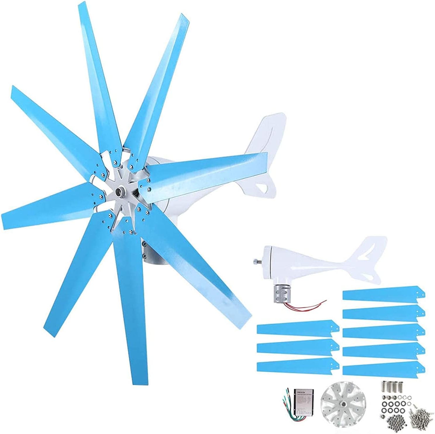 9000W Wind Turbine Generator Kit Wind Generator Humanized Design, 8‑Blades for Industrial Needs