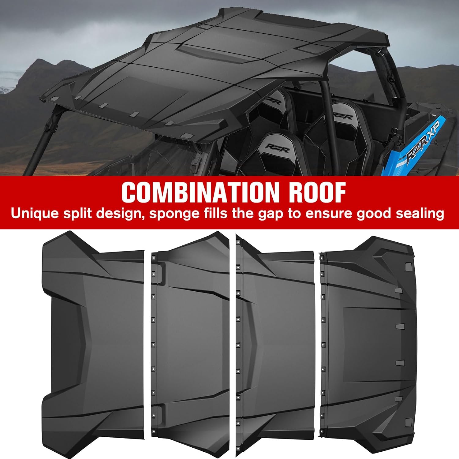 Sport Roof Top for Polaris RZR XP 4 1000, Dustproof Resistant Poly Combination Roof Sun Visor for Polaris RZR XP 4 1000/ XP 4 Turbo/ 4 900/ S 4 1000 2014-2023 Accessories (OEM#2883074,4PCS)