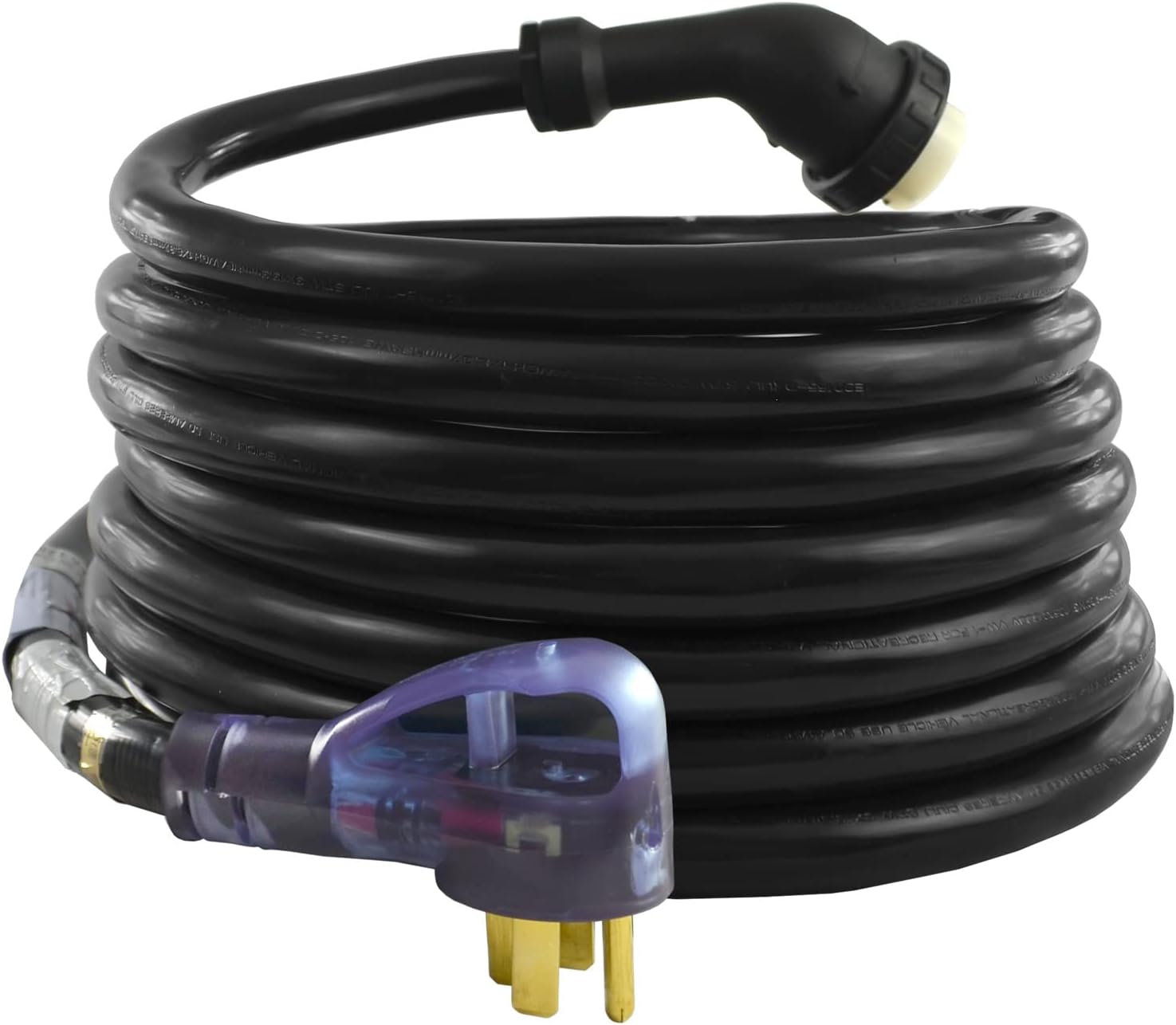 Conntek 50 Amp 50 ft RV/Generator Cord with Reverse Polarity Indicator, Heavy Duty 6/3+8/1 Gauge STW Wire, 14-50P Male and SS2-50R Twist Locking Female for RV Camper and Generator to House