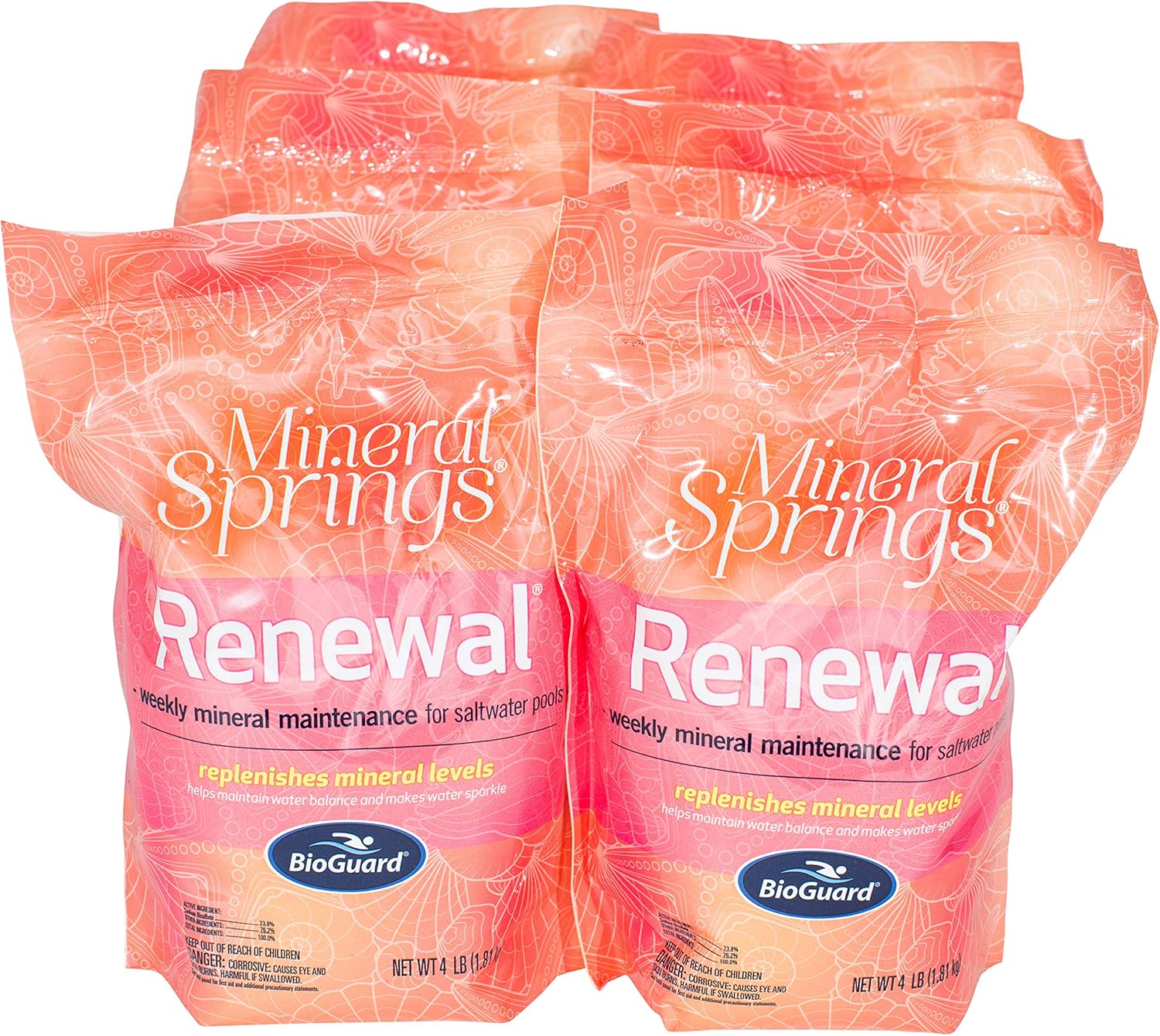 BioGuard Mineral Springs Renewal, 4 lb, Pack of 6, Weekly Mineral Maintenance for Saltwater Pools, Maintains Water Balance and Enhances Clarity