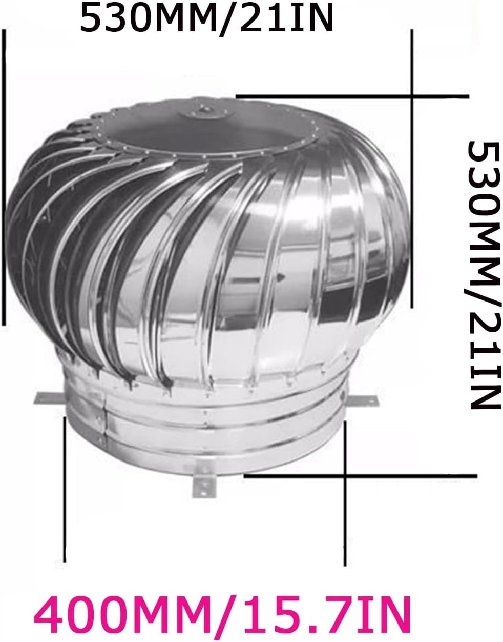 Wind Turbine, Dome Ventilator, Cap Vent Round, Stainless Steel Exhaust Cap, Wind Turbines Air Vents, Internally Braced Wind Turbine, DIY Easy Vent Hookup Kit, for Ventilation and Exhaust