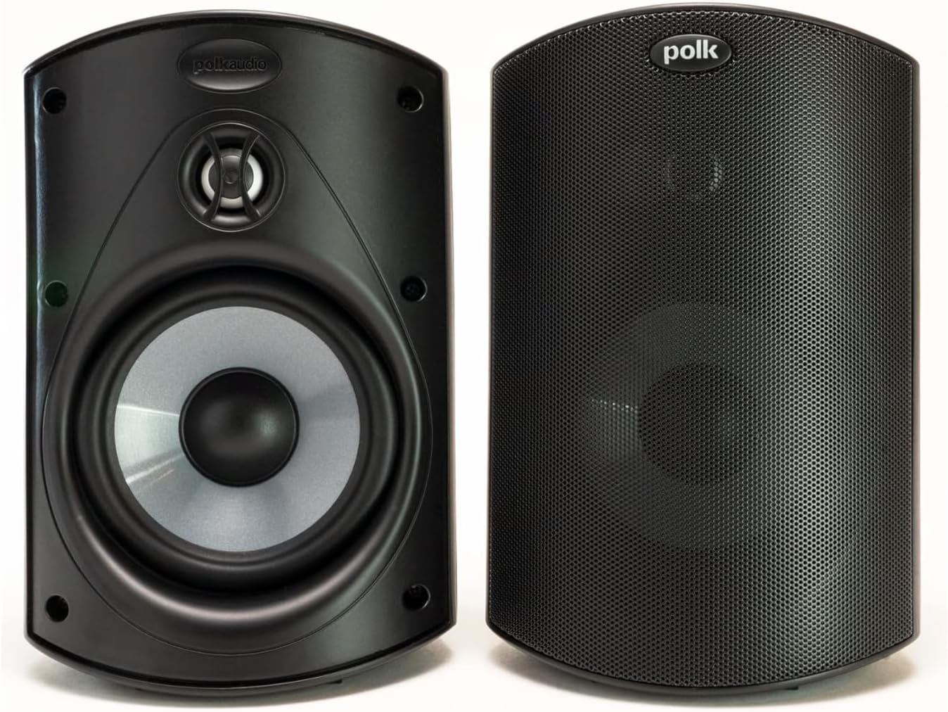 Polk Audio Atrium 4 Weatherproof Outdoor Speakers with Powerful Bass (Pair, Black), All-Weather Durability, Broad Sound Coverage, Speed-Lock Mounting System