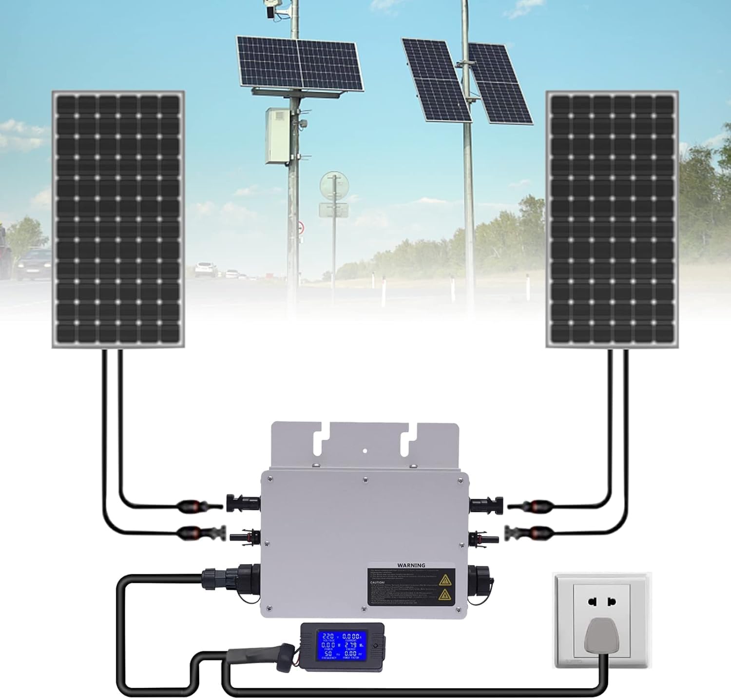 700W Grid Tie Inverter, Solar Grid Tie Micro Inverter Waterproof IP65 DC54V PV Input AC110V Output for Solar Panel for Various Household Appliances