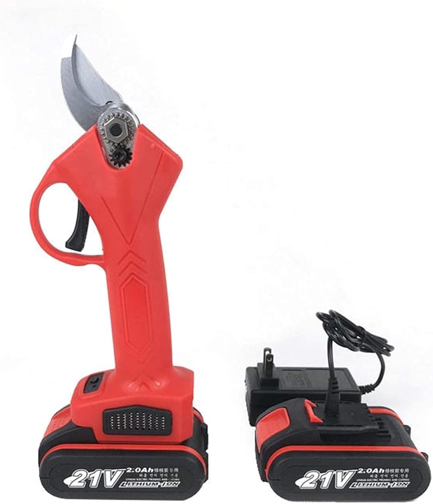 Professional Electric Pruning Shears Cordless Prunning Shears Electric Prune Secateurs, 25MM Cutting, 2Ah Double Battery Power Scissors with SK5 Sharp Blade