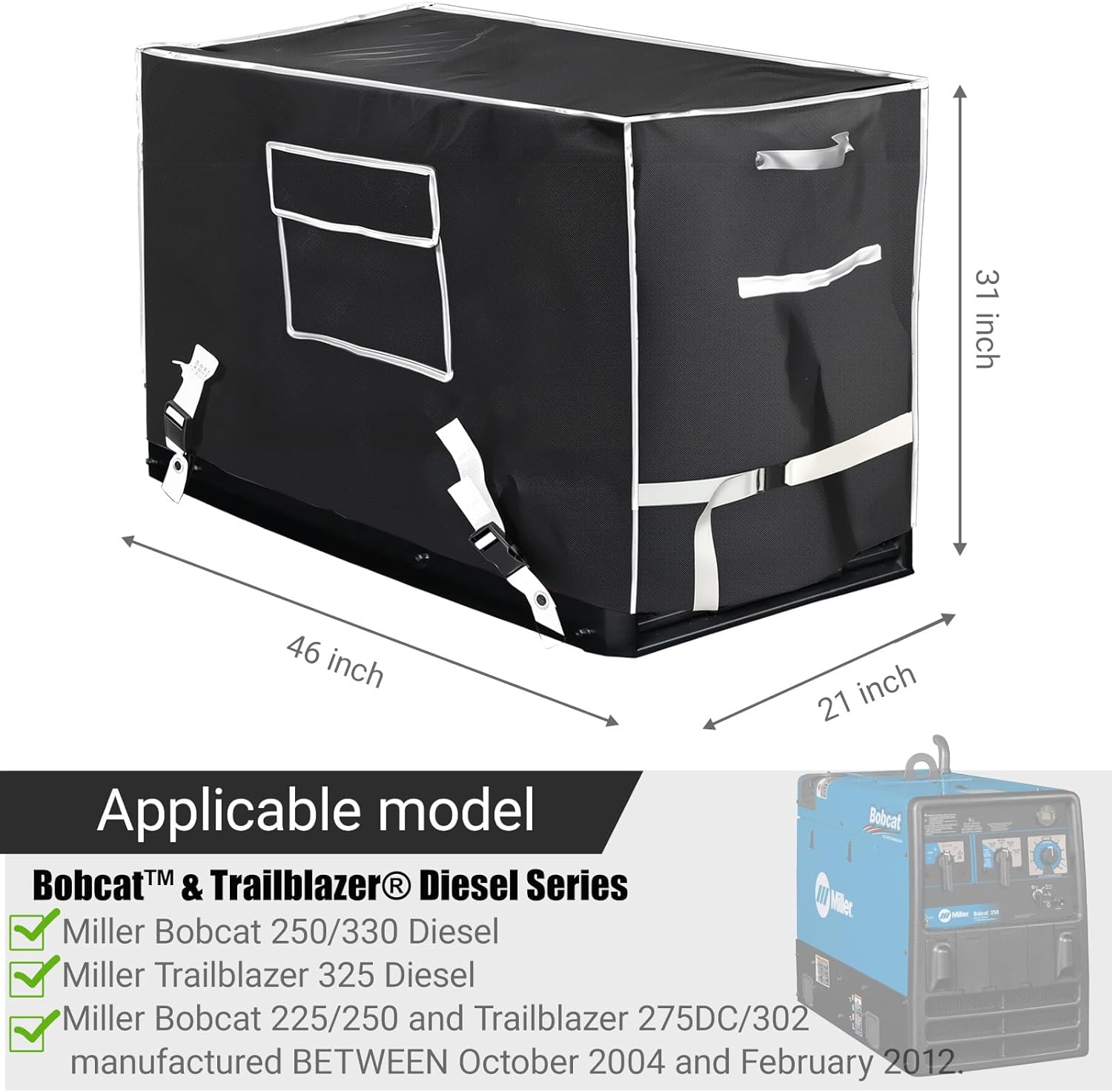 Heavy-Duty Welder Generator Cover - Fits for Bobcat™ 250/260 Diesel, 225/250 Gasoline & Trailblazer® 325/330 Diesel Models, 46