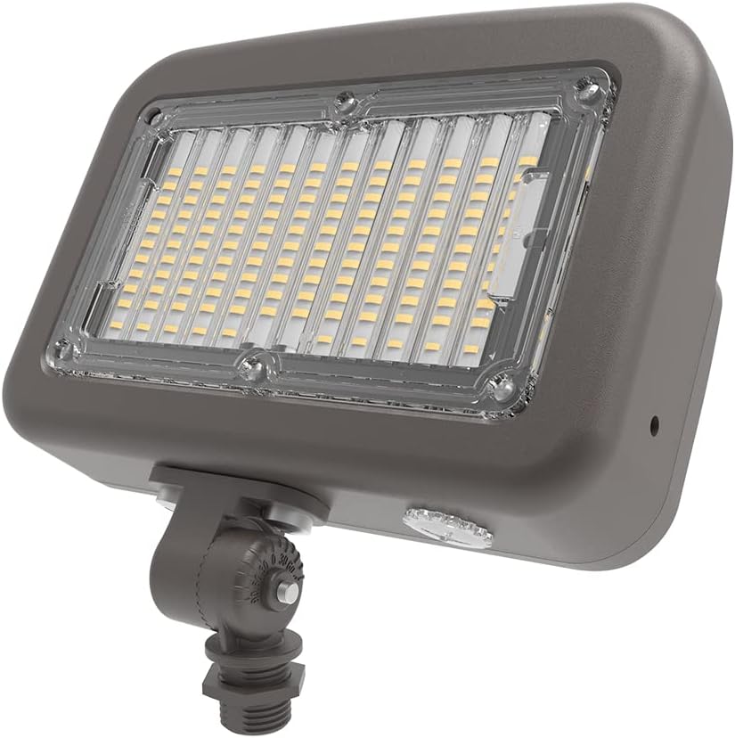 HALO Outdoor Integrated LED Large Floodlight, Bronze Finish, Selectable CCT 3000/4000/5000K, 8800 Max lumens, Dusk to Dawn