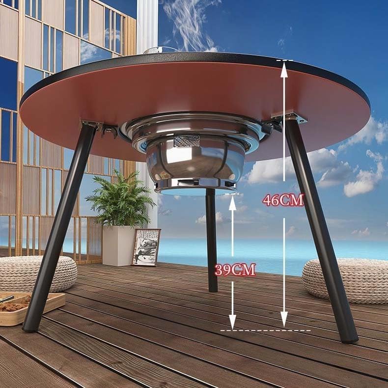 Charcoal Table Stove,Fire Pit Table, 58X58x46cm Multi-Function Outdoor Table with Grill Grate & Tray for Backyard, Patio, Camping - Tea Brewing, BBQ, Hot Pot, Warming