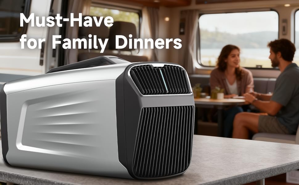 Portable Air Conditioner 5400 BTU with Dehumidifier, No Drain System, Compact AC Unit for RV, Camping, Outdoor Use (Silver)