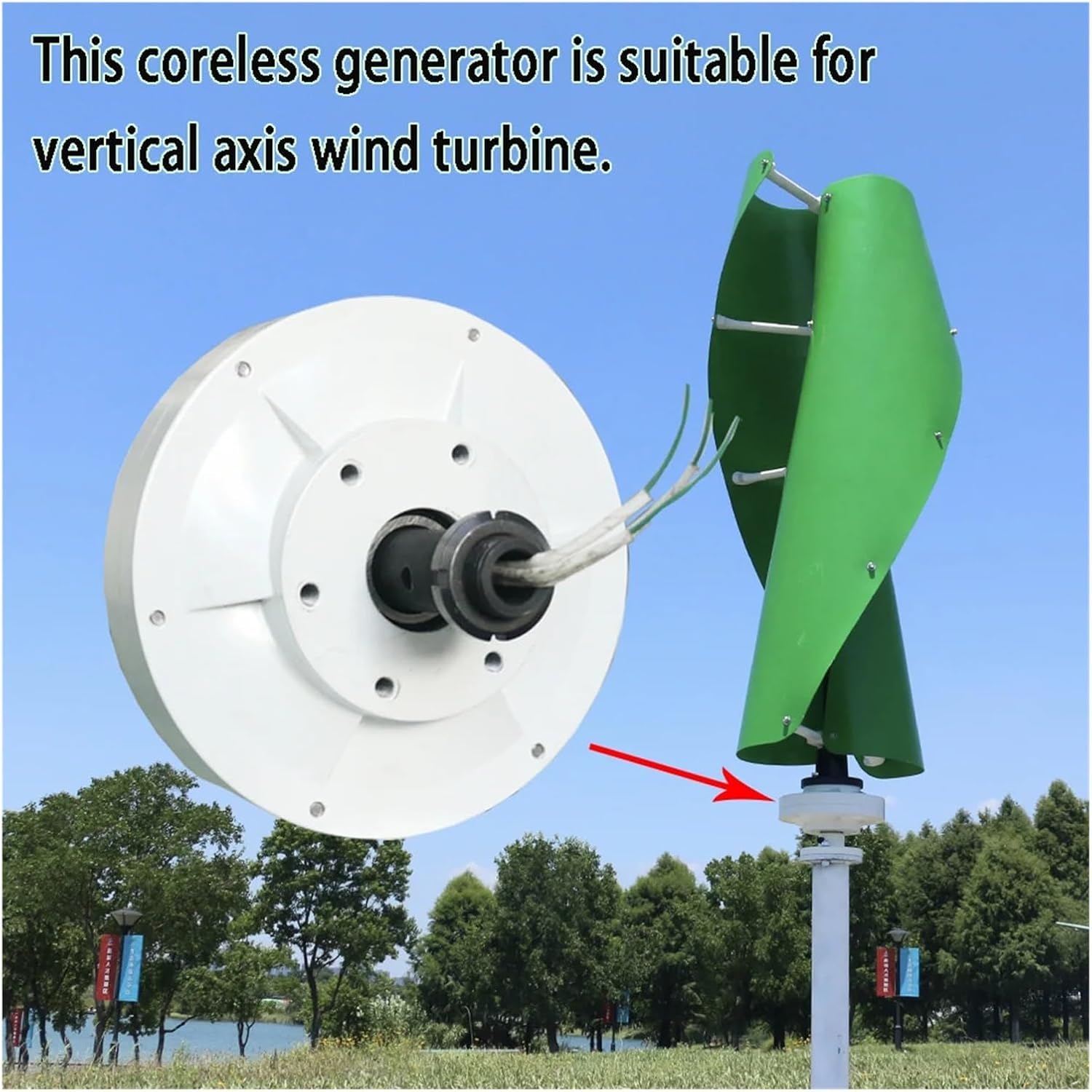 Wind Turbine Generator Kit, 3000W 12V 24V 48V Brushless Rare Earth Permanent Magnet Alternative Energy nerator 3KW For DIY Vertical Wind Turbine Windmill for Hybrid Solar Wind System(With connector,48