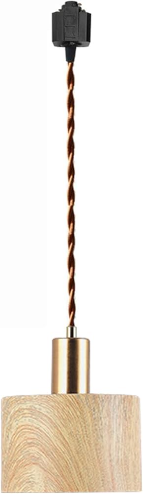 Kiven H-Type Track Lighting Light Fixture, 1-Light Halo Track Pendant Lighting Fixtures, Modern Track Pendant Light Brown PVC Lampshade for Bedroom Kitchen Home Lighting E26