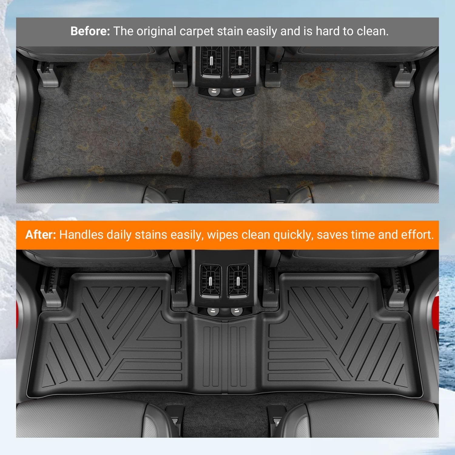 powoq Floor Mats Compatible with 2021-2026 KIA Sorento Cargo Liner with Backrest MatsTrunk Mat Replacement for KIA Sorento 2021 2022 2023 2024 2025 2026 Accessories