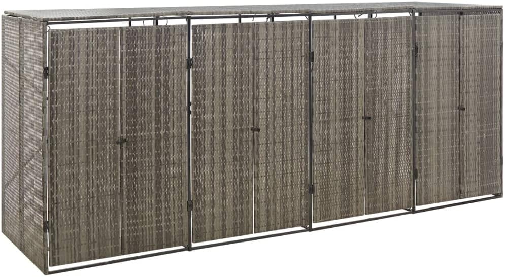 Quadruple Wheelie Bin Shed Gray 107.9