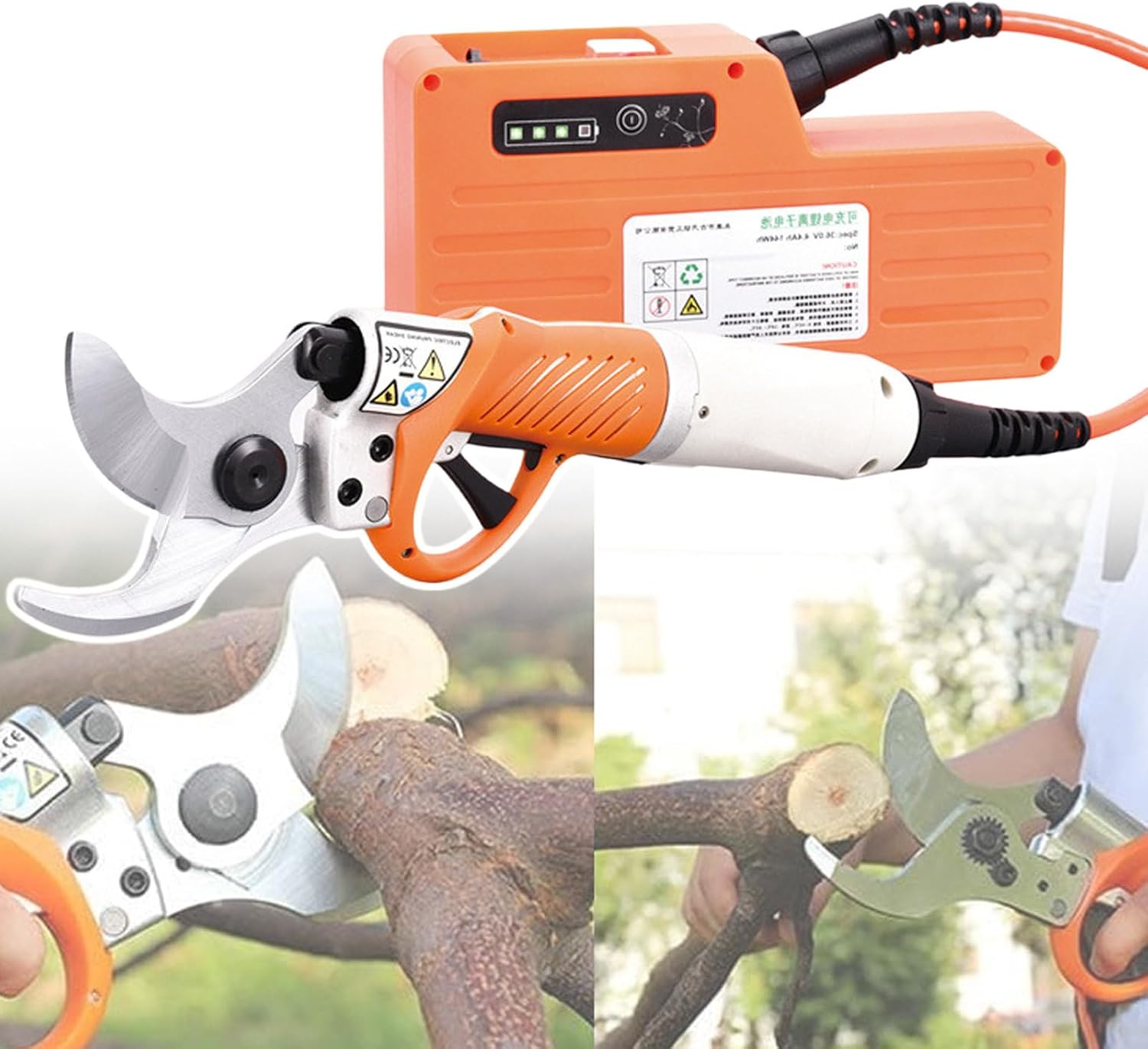 Chargeable Tree Branch Pruner,45 mm Max Trimming Diameter,Professional Brushless Electric Secateurs,with Backpacks & Storage Boxes