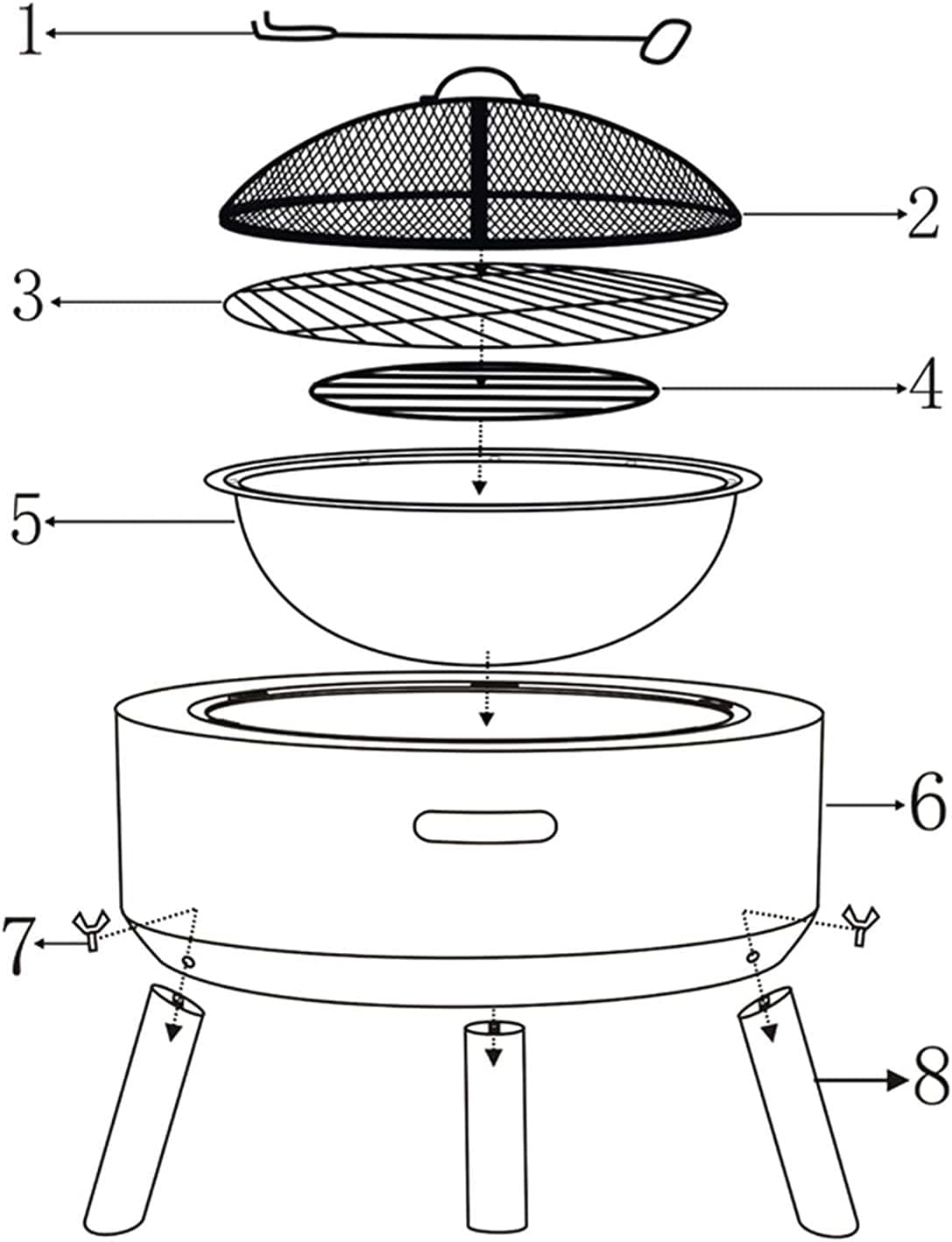 Small Firepit, Fire Pit with BBQ Grill Shelf, Fire Bowl with Table Cover and Support Leg for Heating/BBQ Fire Bowls for The Garden Beach Patio