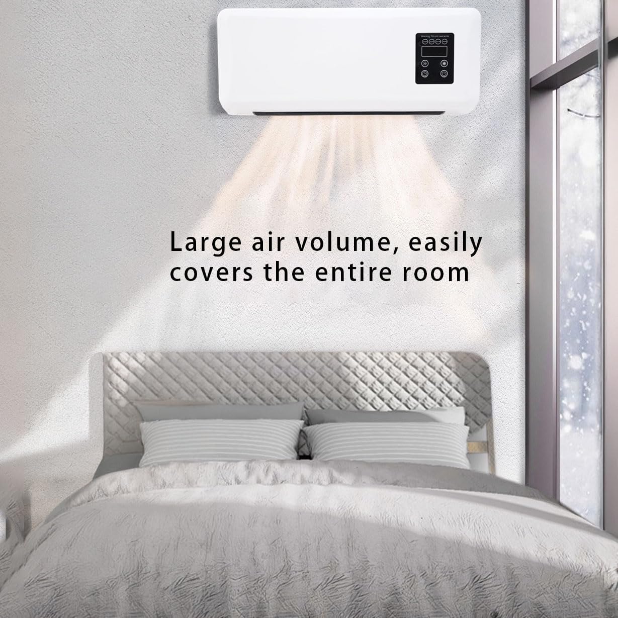 Wall Air Conditioner, Ductless Air Conditioner with Remote Control & Timer, Portable Air Conditioners, Mini Split AC/Heating System, Air Cooling Heating Fan for Bedroom Living Room (A++)
