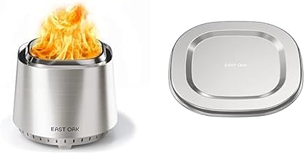 EAST OAK 17'' Fire Pit, Chisel Steel, with Lid