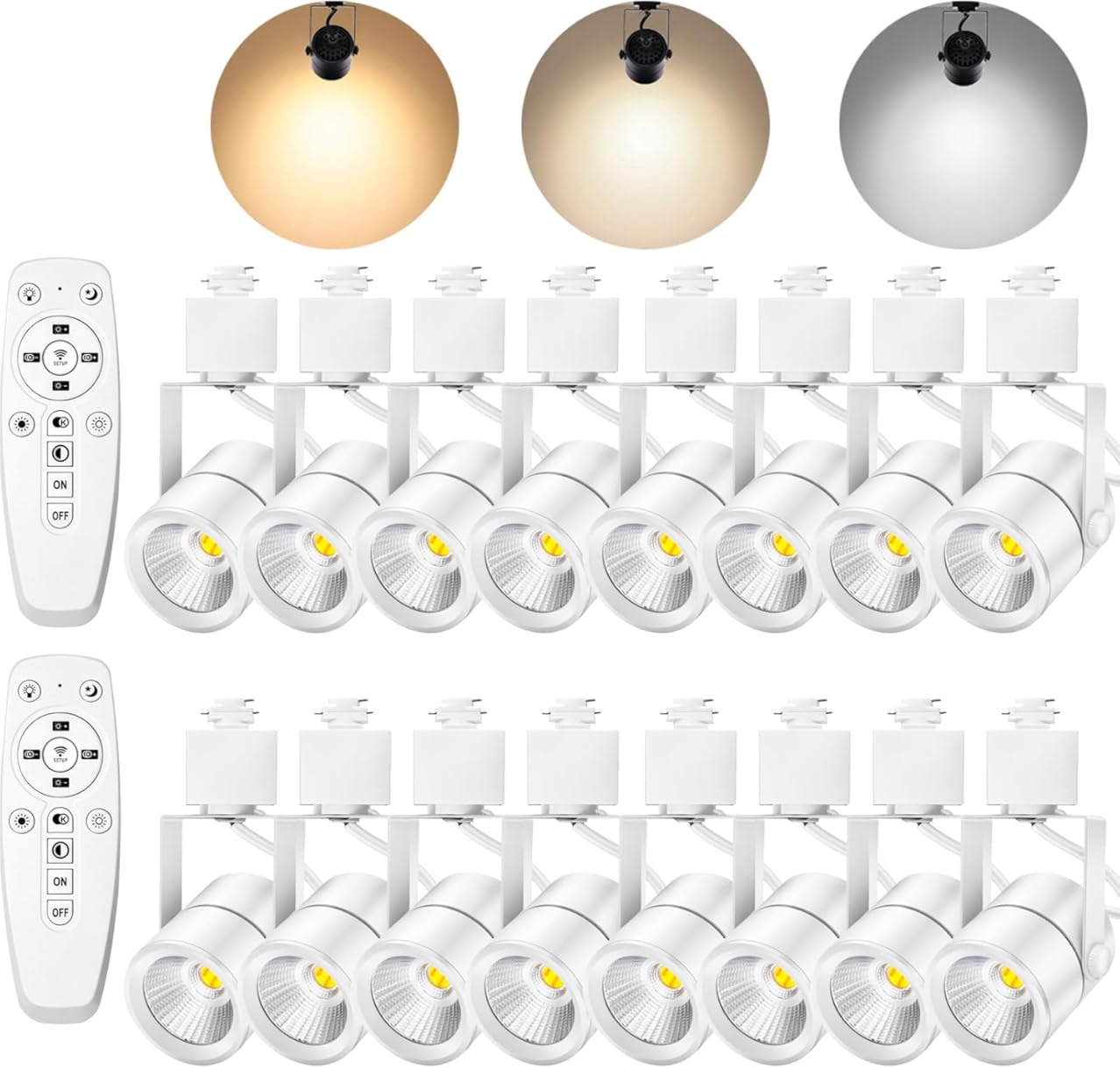 White Track Lighting Heads H Type LED Track Light Heads Dimmable Rail Ceiling Spotlight Fixtures Accent Art Task,2700K-6500K Stepless Dimming,Flicker Free CRI90+ 24°10W 1000LM,16 Pack