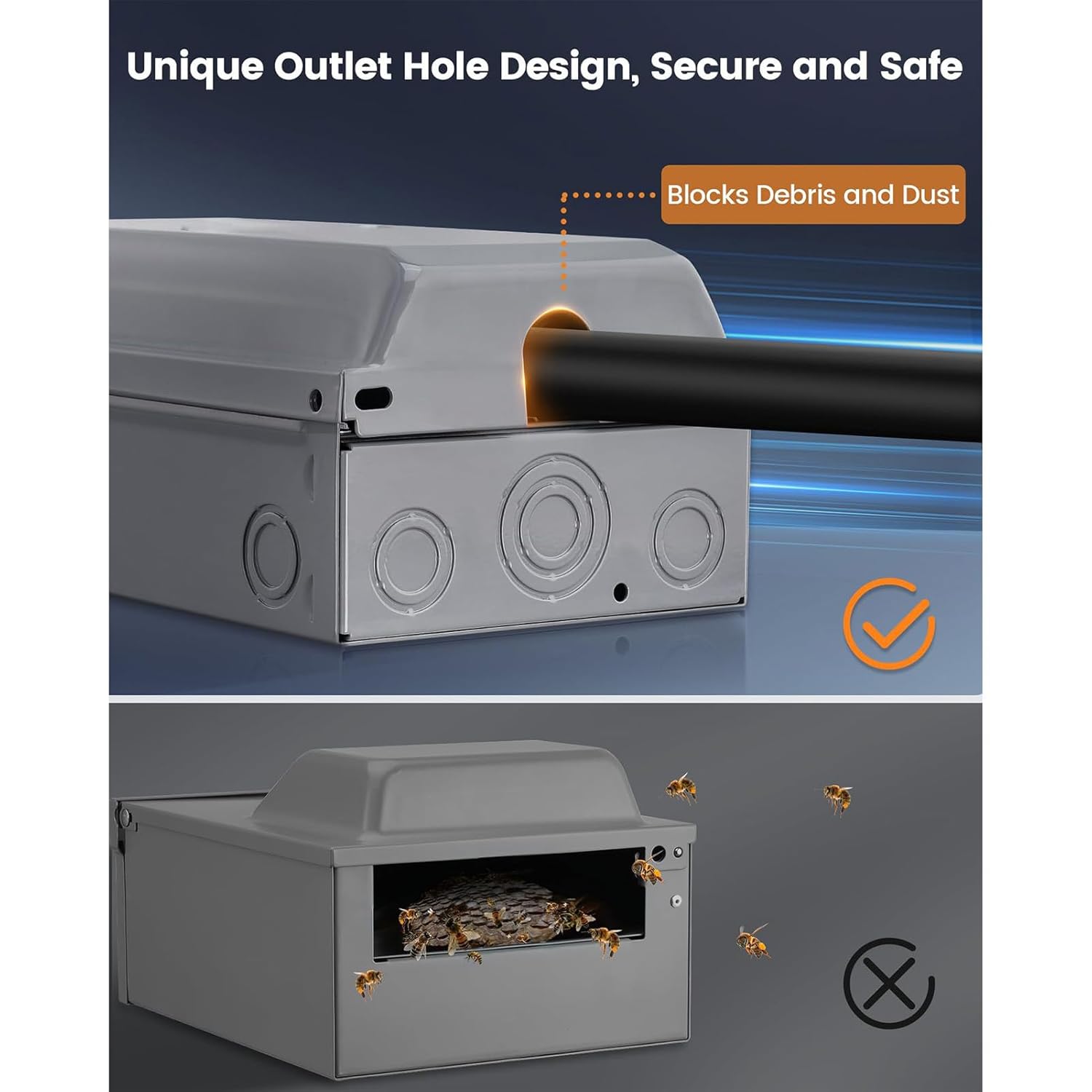 30 Amp 4 Cores Electric Generator Power Outlet Box, Rain Proof Stainless Steel Compatible with 6-12 AWG Wires for Residential Commercial Emergency Backup Generator