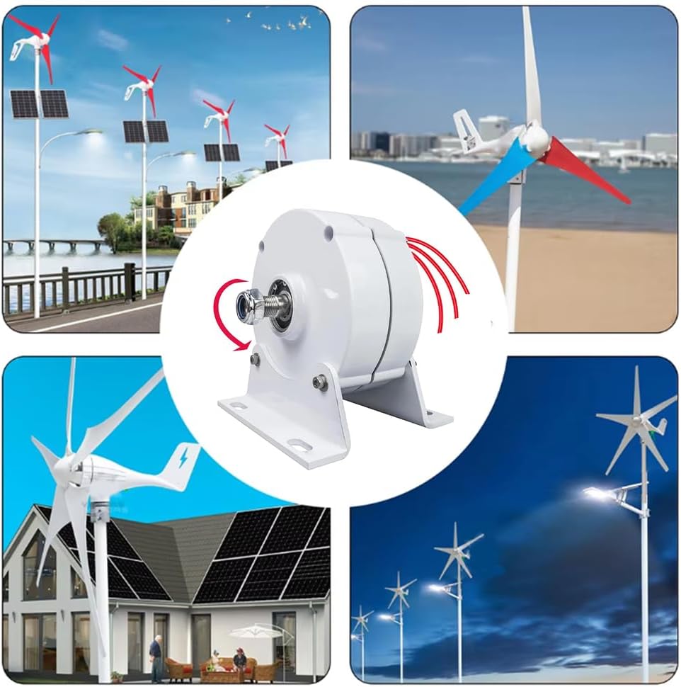 9000W 48V 24V 12V 3-Phase Vertical Wind Generator Wind Turbine with Wind MPPT Controller for Home Use(White)