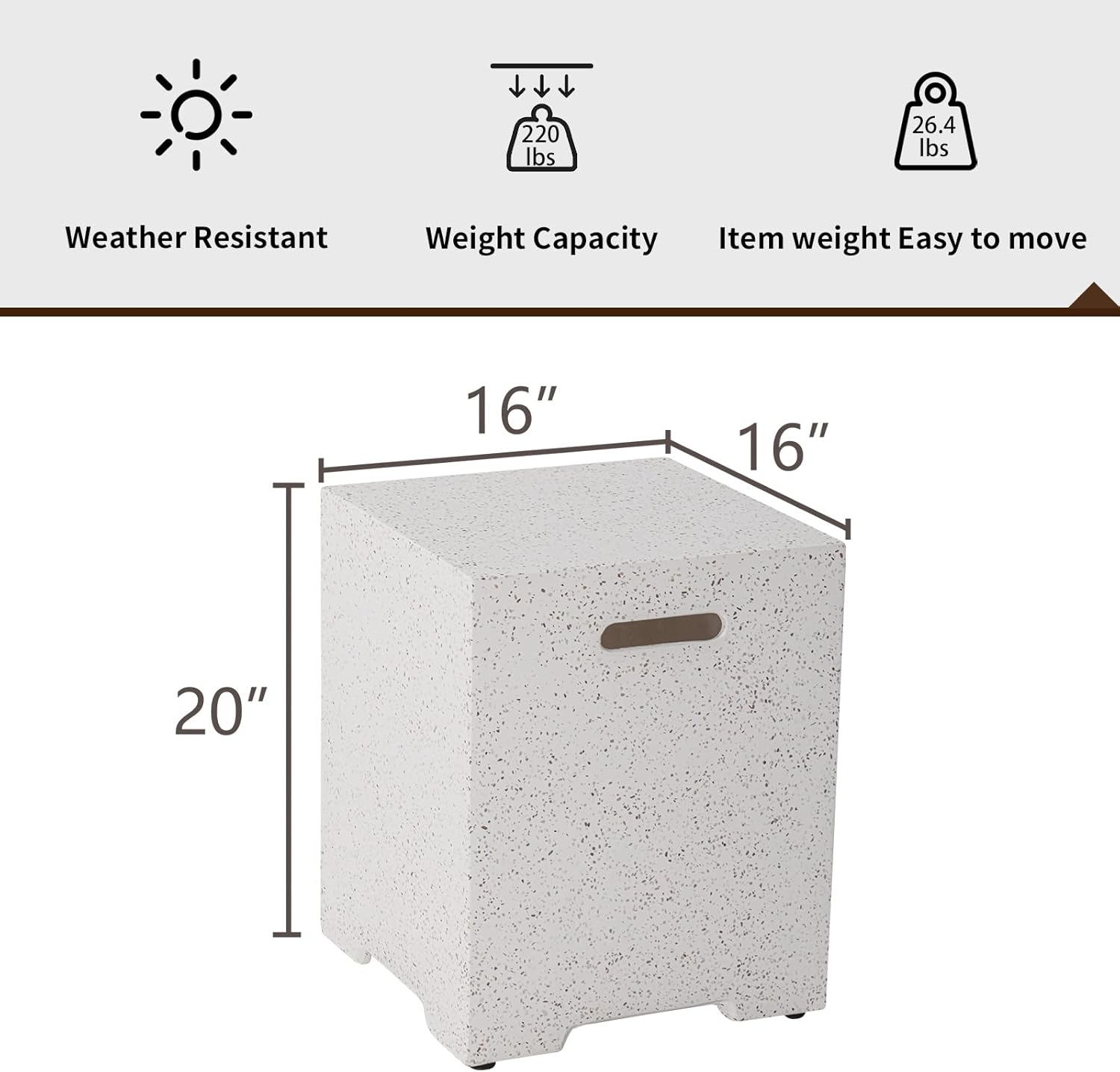 HOMPUS Propane Tank Cover Table 16 inch for Fire Table, 20lb Gallon Gas Tank Cover, Hideaway Concrete Grill Tank Table, MgO Tank Storage Box, Outdoor Side Table for Fire Pit, Patio, Terrazzo Colorful