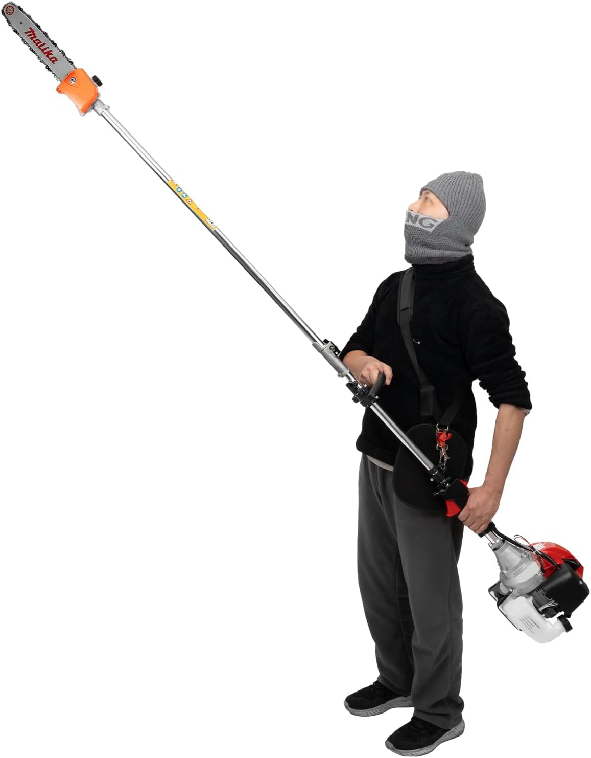 Chainsaw Pole Saw Gas Powered, 43 CC 2-Stroke Cordless Extension Pole Saw12'' Blade Tool Kit Gas Chainsaw Pole Saw for Tree Trimming