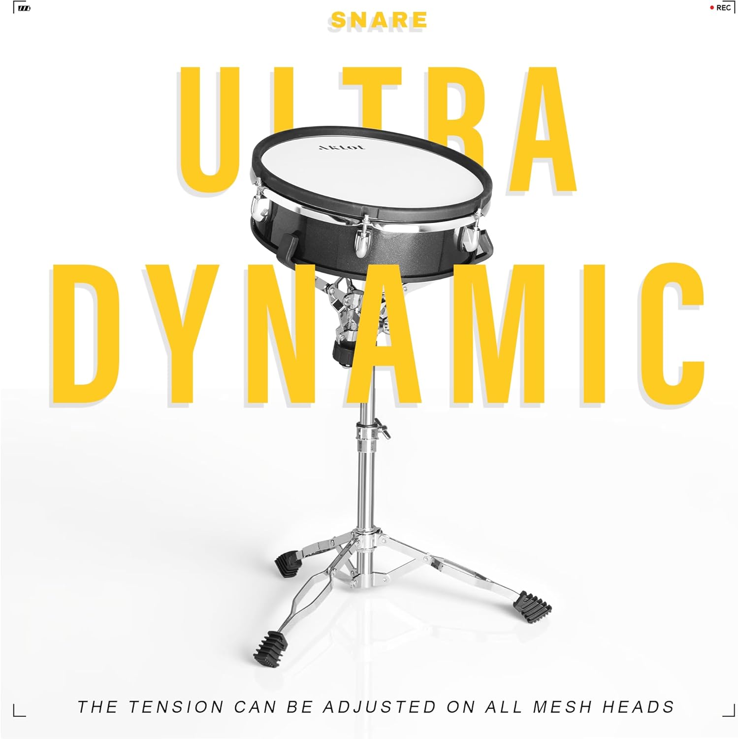 AKLOT Fully-Expandable Electric Drum Set: Independent Stand System, 12