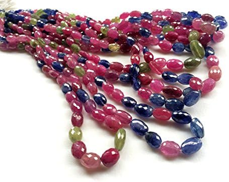 1 Strand Natural Multi Sapphire Plain Oval Beads, Multi Sapphire Statement Necklace 9-10mm 8