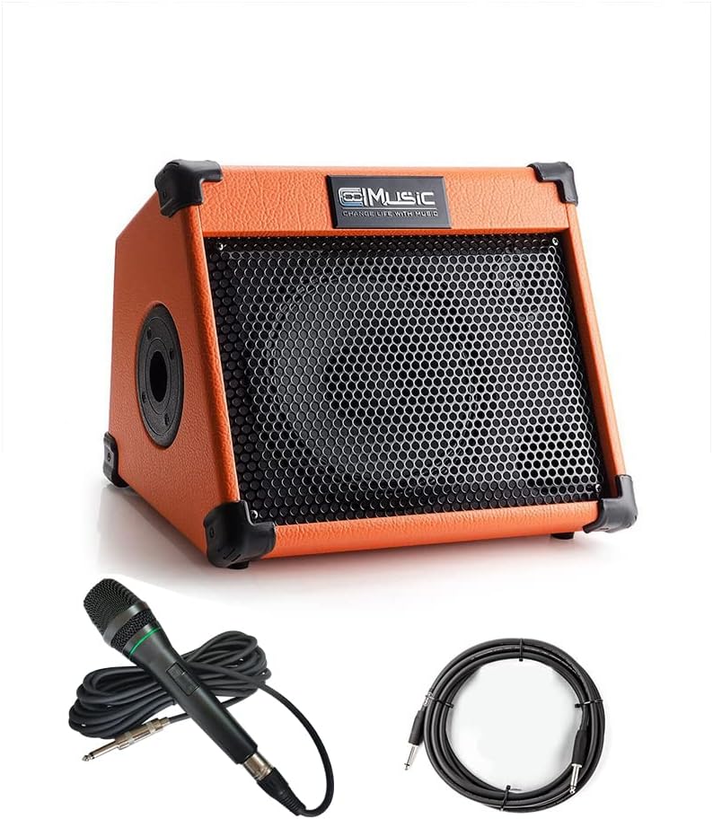 Acoustic Guitar Amplifier, 20 Watt Bluetooth Amp for Guitar Acoustic with Reverb Chorus Effect, 3 Band EQ（Including Microphone and Audio Cable）