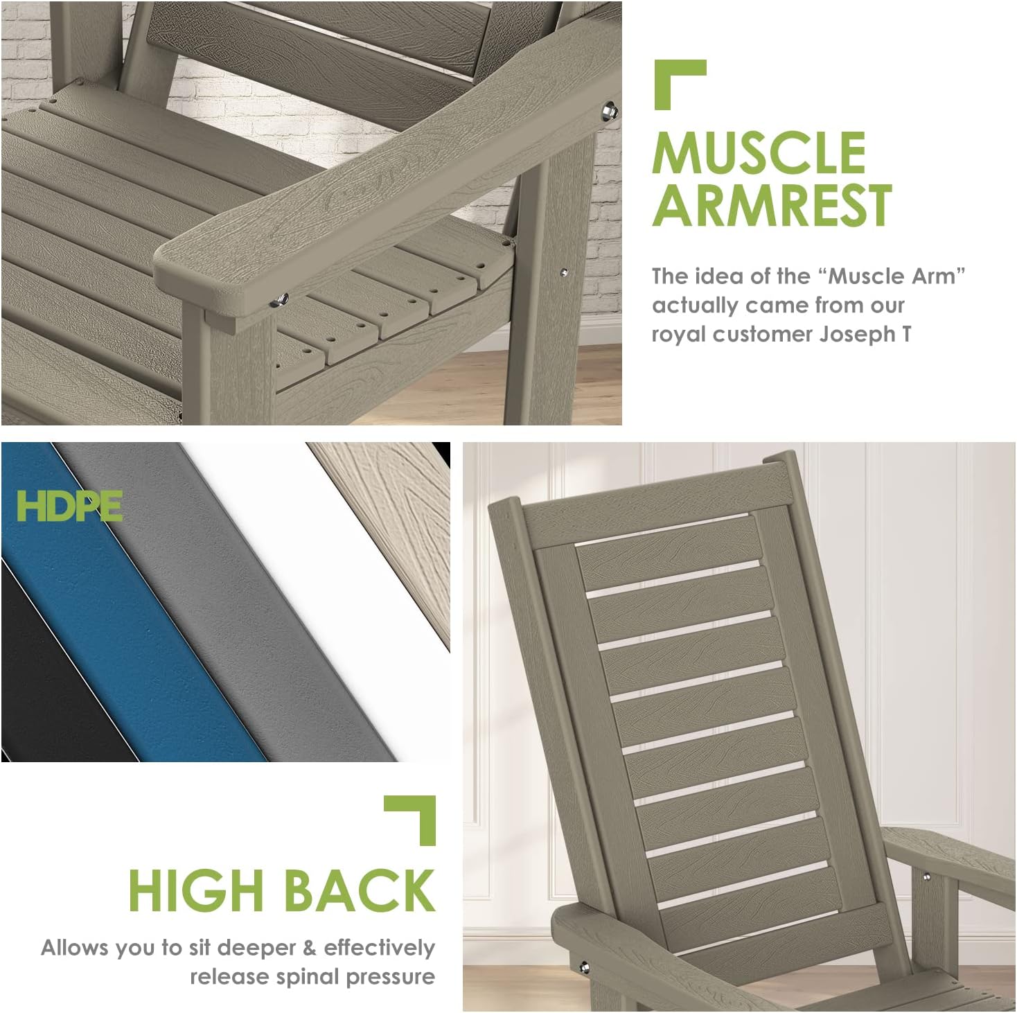 GREENVINES Outdoor Rocking Chair Set | 3-Piece | Desert Brown Wood Grain | 2 Rocking Chairs with 1 Side Table | Porch Rocker | HDPE Plastic | Patio Furniture Sets