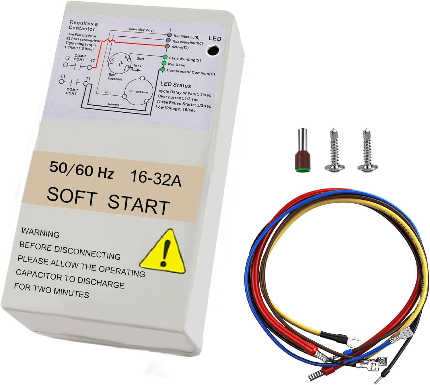 𝑼𝒑𝒈𝒓𝒂𝒅𝒆 Air Conditioner Soft Start 16-32A, Soft Start Kit for Home Air Conditioner 4–7 Ton, Ac Start Kit For Home, Reverse Motor Protection, Complete Installation Kit, 3 Years Warranty