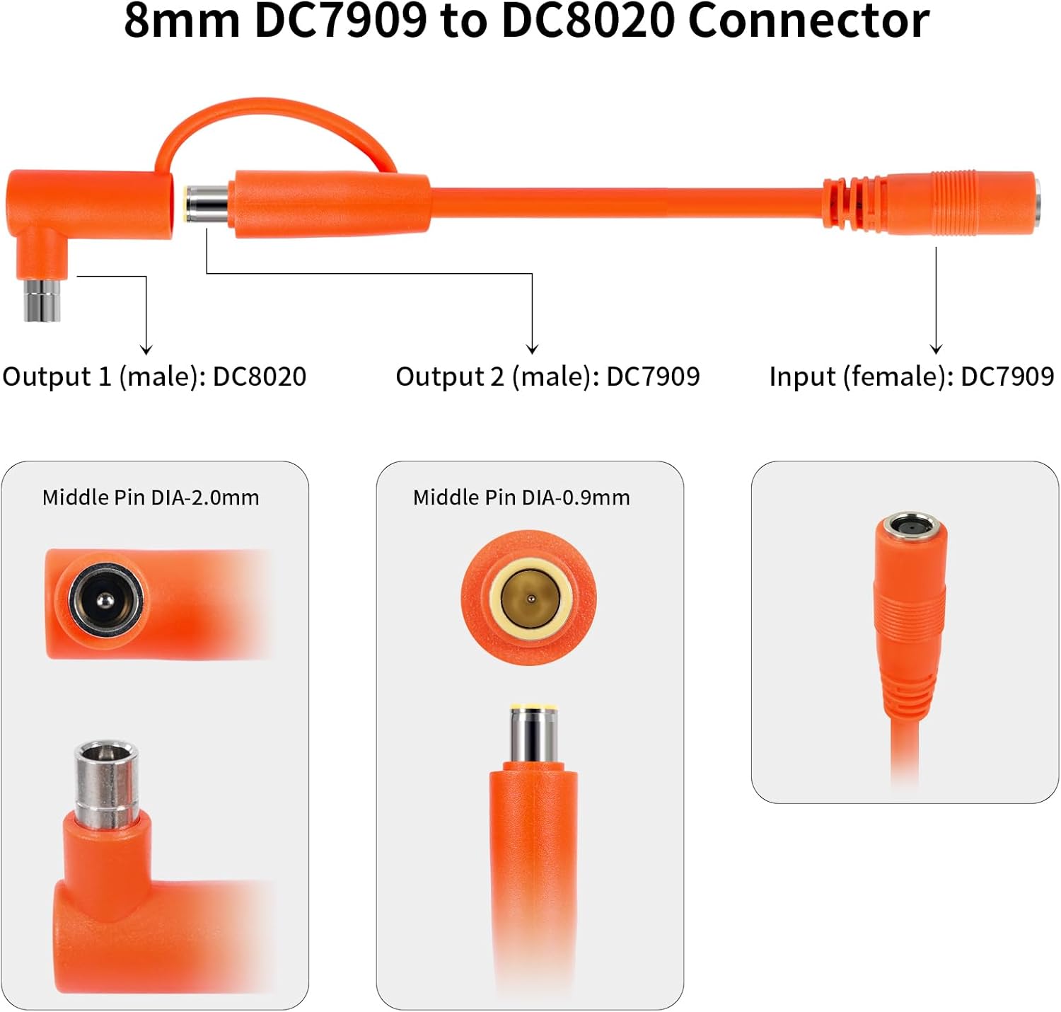 8mm DC Extension Cable 100FT – DC7909 Male to Female Solar Cable with DC8020 Adapter, 14AWG Tinned Copper Wire, Waterproof – Works with Most Portable Power Stations and Solar Generators