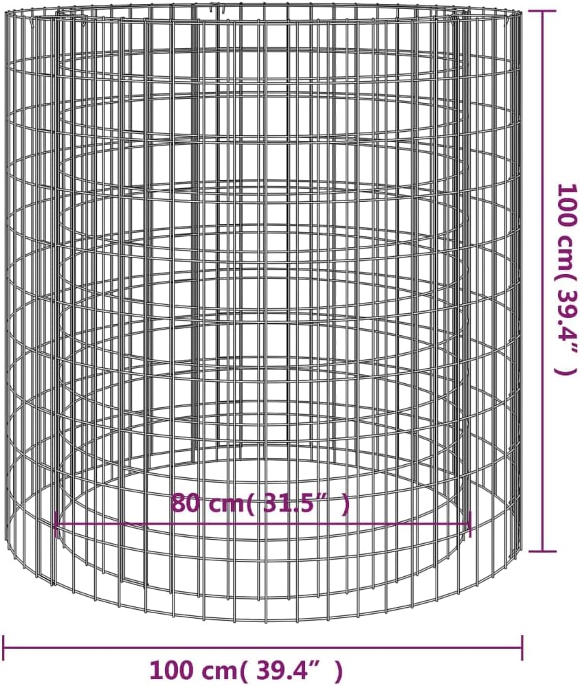 SKM Gabion Fire Pit Ø 100 cm Galvanised Iron (Weight-24KG)