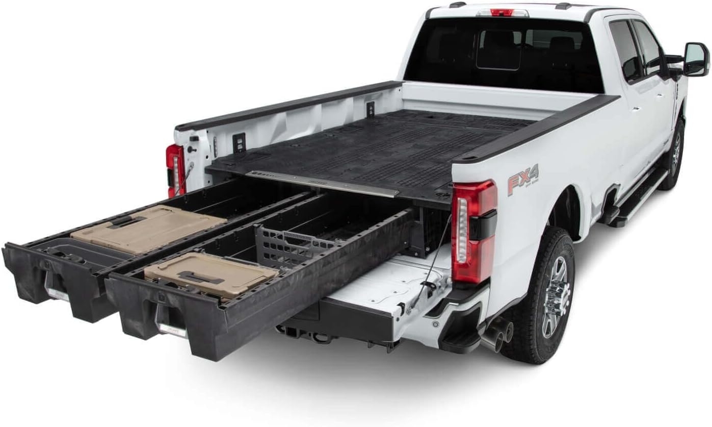 DECKED Truck Bed Storage System Includes System Accessories, Compatible with Ford Super Duty (1999-2016) 8'