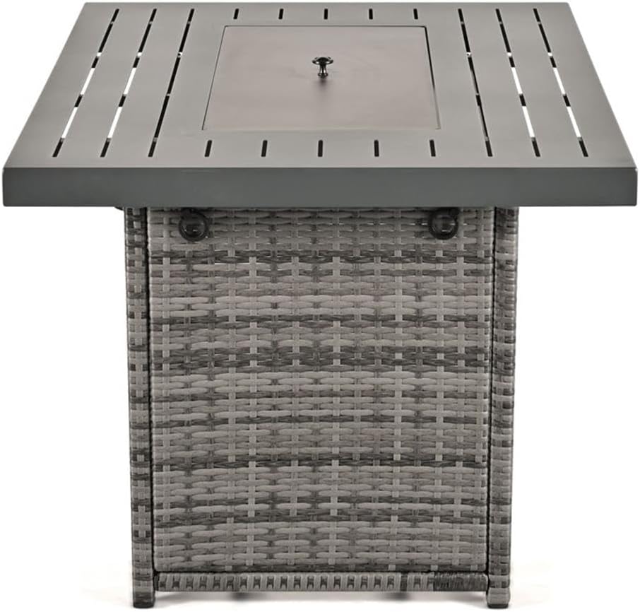 Furniture of America Wies Aluminum Wind Guard Outdoor Fire Pit Table in Gray