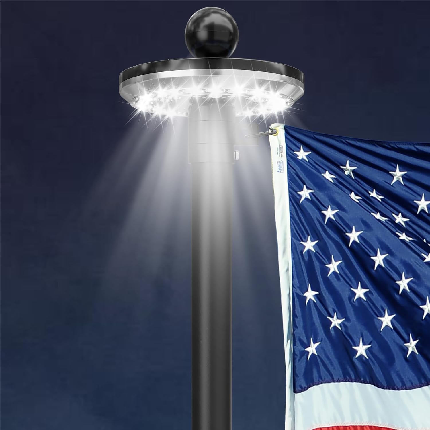 20 FT 11-Gauge Heavy Duty Flag Pole with Solar Light,Extra Thick Telescoping Aluminum Flagpole with 3x5 Embroidered USA Flag for Outside House or Commercial,Residential,Outdoor,100MPH Wind
