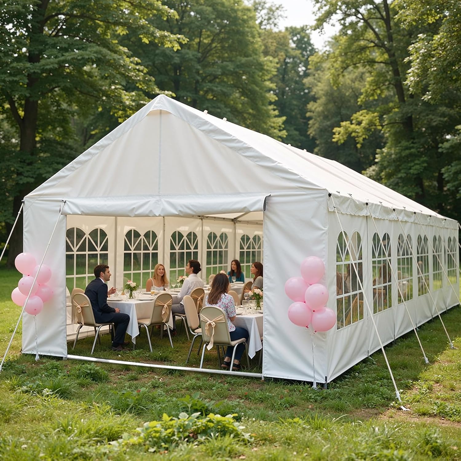 GOWE 20'x40' Carport Car Canopy Party Tent with 4 Storage Bags & Removable Sidewalls, Outdoor Gazebo with 4 Ground Tubes, Commercial Tents for Parties Wedding BBQ with 4 Carry Bags