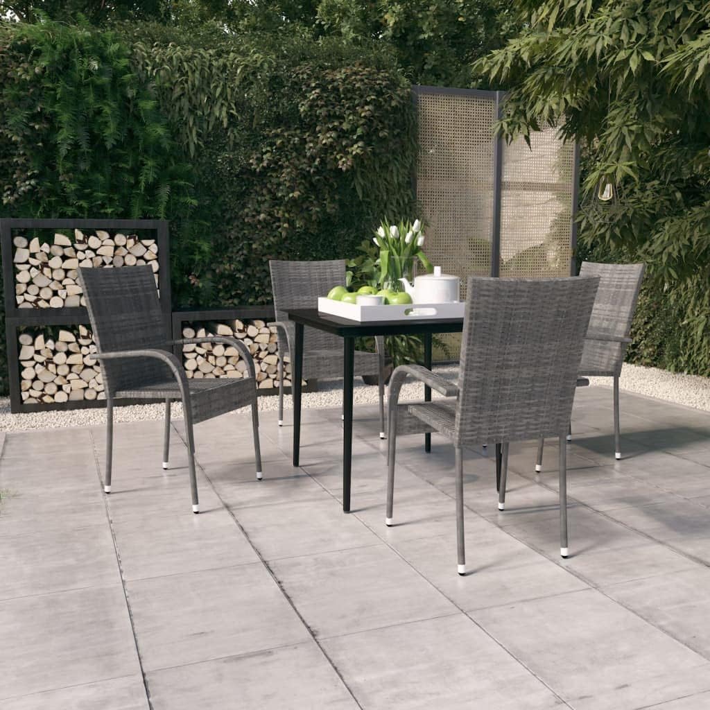 5 Piece Patio Dining Set Gray and Black,Modern Outdoor Dining Set: Stylish Comfort for Your Patio Furniture Sets for Patio, Lawn & Garden