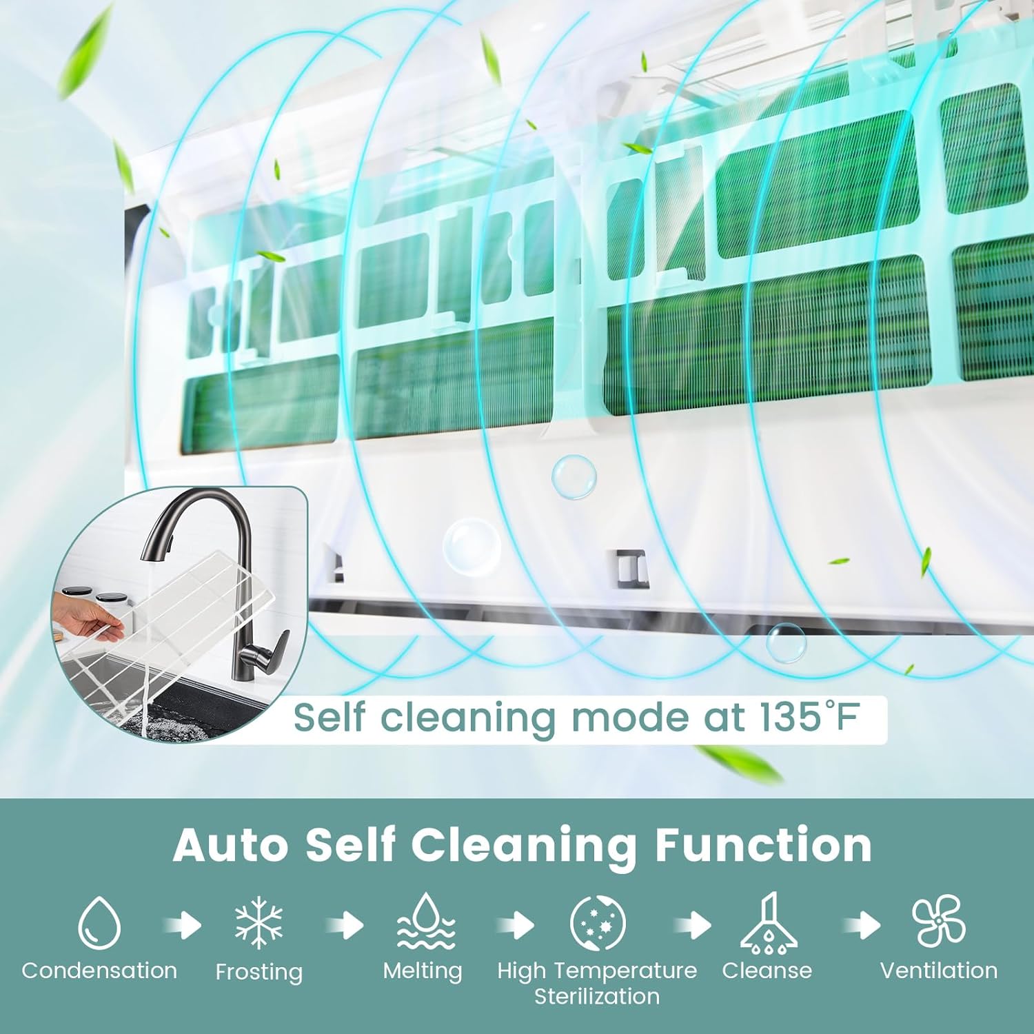 ARLIME Mini Split AC/Heating System, 18000 BTU 21 SEER2 Energy Saving Split Air Conditioner w/ 1.5 Ton Heat Pump & Installation Kit, Washable Filter, Ductless AC Unit Cools Up to 1250 Sq.ft, 230V