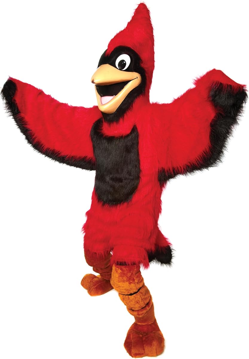 TCDesignerProducts Friendly Red Cardinal Mascot Costume, School Spirit Sports Fan Gear, Football Cheerleader Accessories, Homecoming