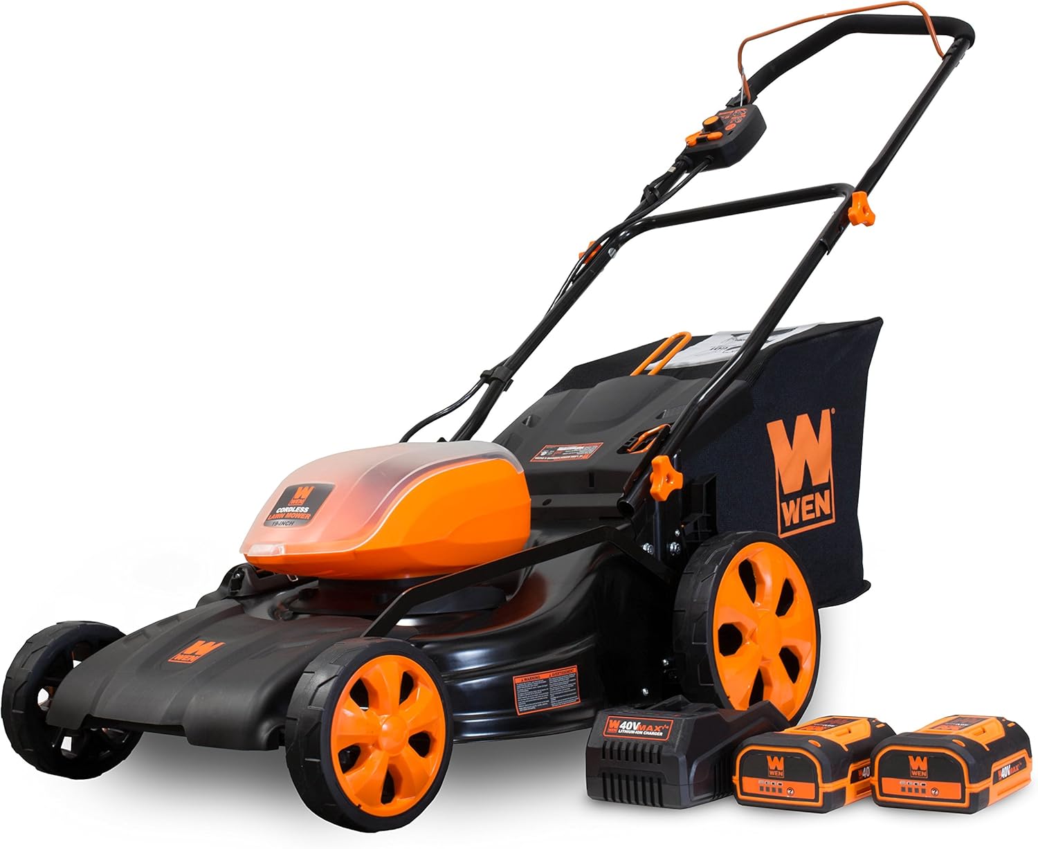 Wen Cordless Electric Lawn Mower, 19-Inch Deck (Tool Only, 40V Max Battery Not Included) (40439BT)