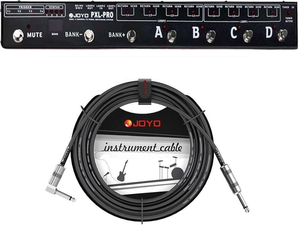 JOYO PXL-PRO Foot Pedal Controller Bundle with CM-12 Bass Guitar Amplifier Mono Instrument Cable 15 Feet