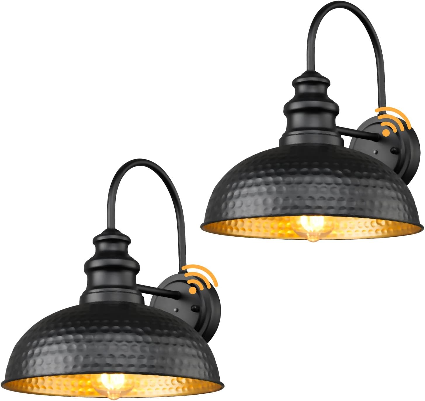 Dusk to Dawn Farmhouse Outdoor Barn Light Fixtures, 12 Inch Dome Exterior Wall Lights, Rustic Outdoor Wall Sconces Outside Wall Mount Lantern with Bead Shape for Porch, Garage, Doorway