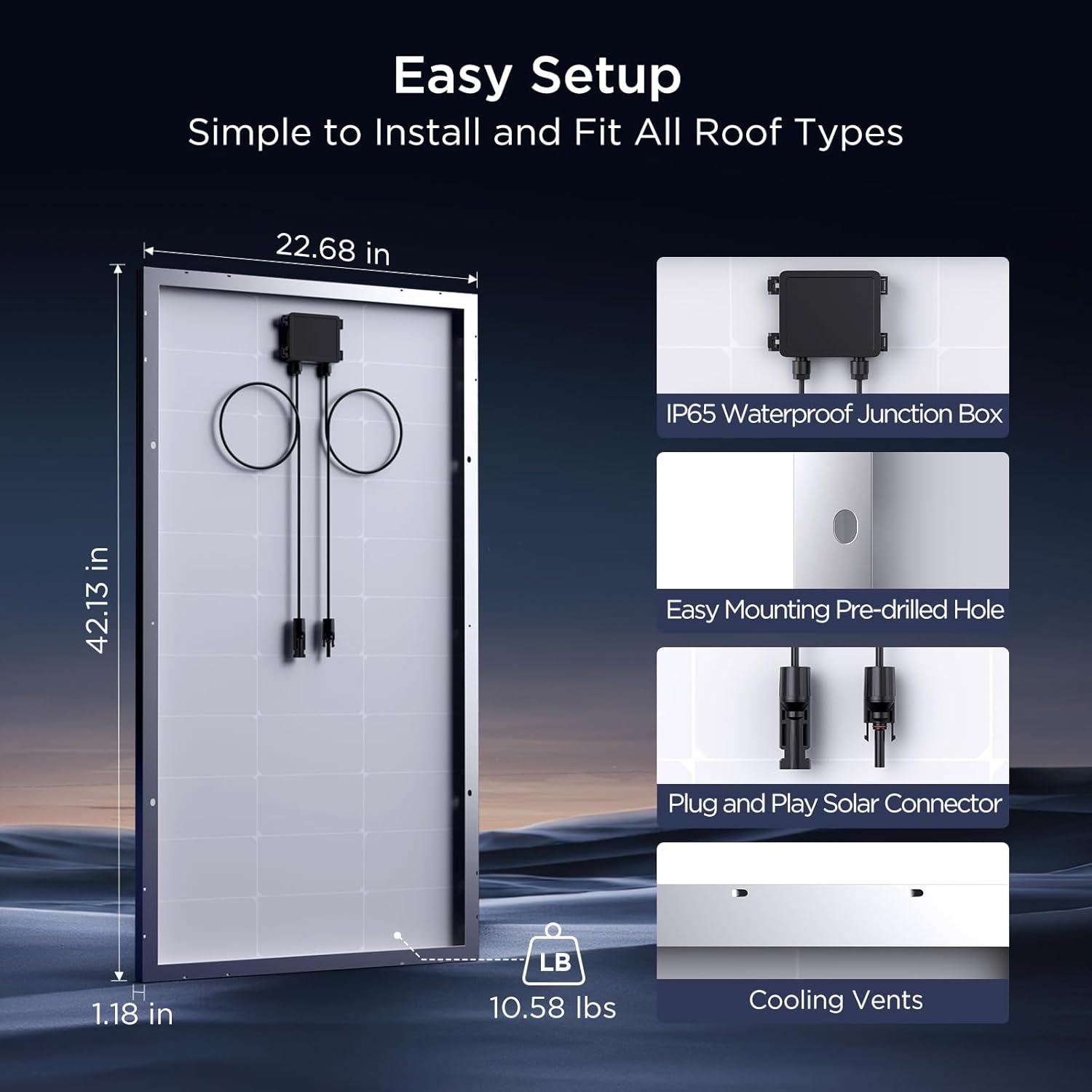 400W Solar Panel, 4 Pcs 100 Watt Solar Panel with High-Output Design,High Efficiency Monocrystalline PV Module for for 12V/24V/48V System,RV,Home,Rooftop,Farm,Off-Grid Cabin,Emergency Backup