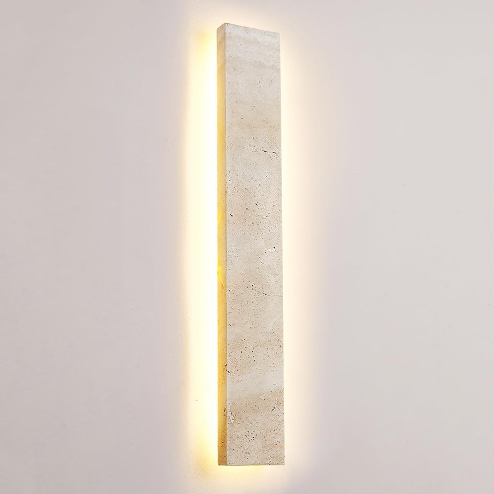 Modern Light Luxury Patio Wall Lights Insert LED Outdoor Waterproof Wall Sconce Natural Stone Marble Porch Sconce Long Strip Wall Mount Fixture for Door Garage Yard Hotel Corridors