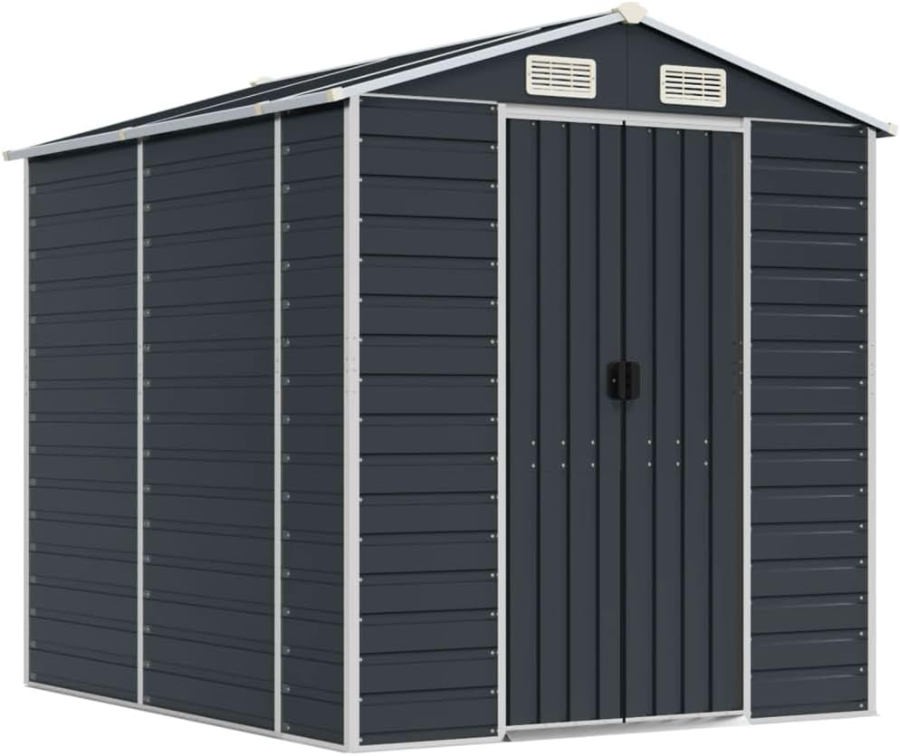 'vidaXL Galvanized Steel Outdoor Garden Shed - Ample Storage for Garden Tools and Furniture, Rust-Resistant, in Anthracite Gray