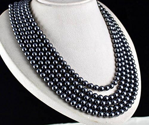 5 Line Natural Black HEMATITE ROUND BEADS 18 INCHES 8 MM