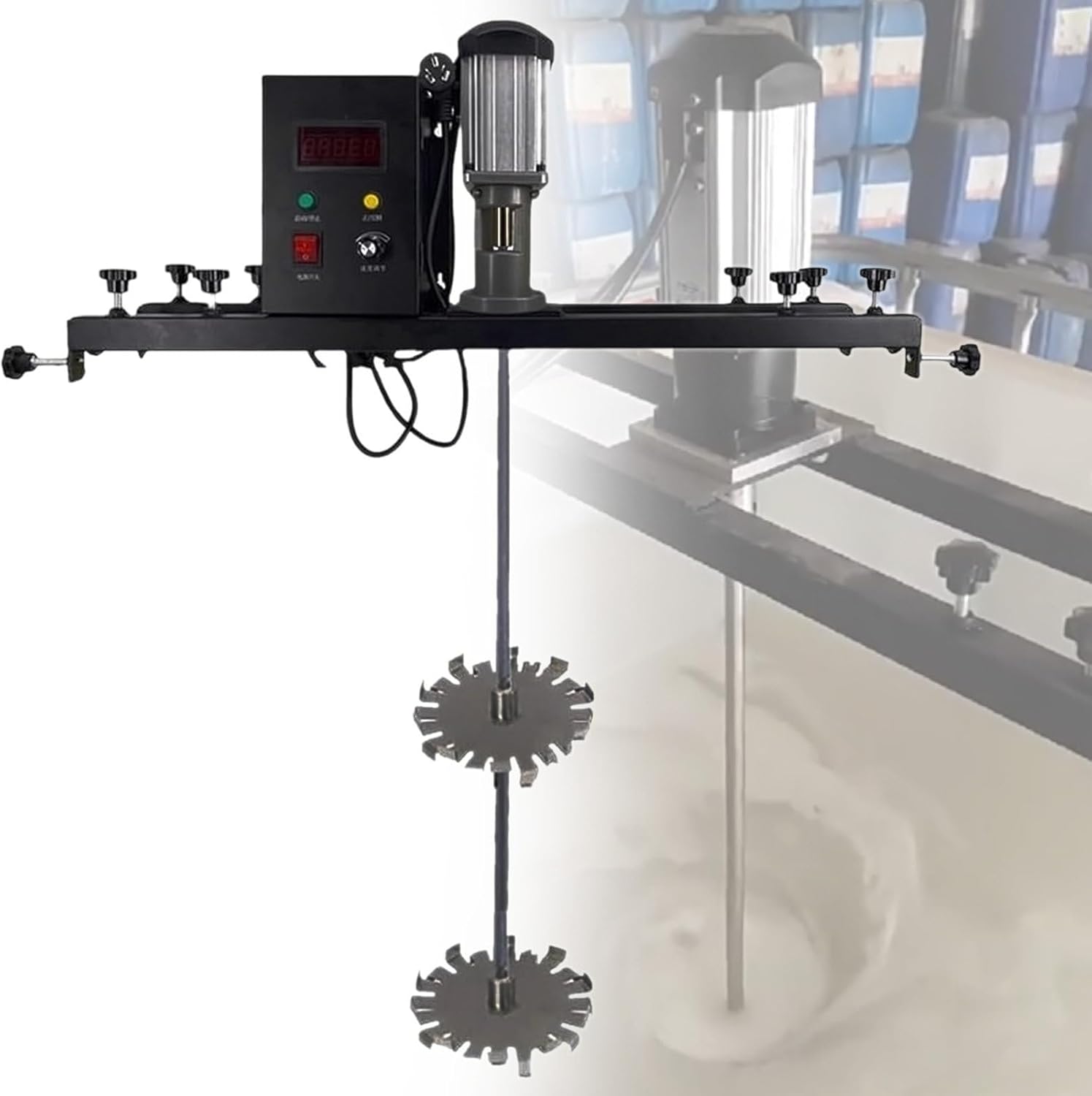 Barrel Drum Stirrer, 1 Ton Paint Stirring Machine, 980W Electric Tank Mixer Machine with Support Hanger, Paint Mixing Equipment for Ink Dissolver Agitator,Pac,Packagec