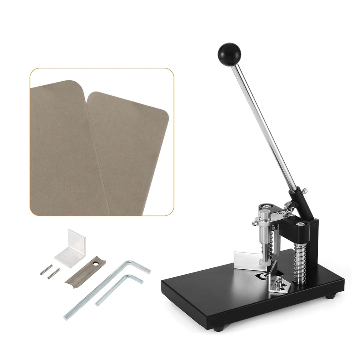 Corner Rounder Cutter Machine R6mm R10mm Heavy Duty Paper Corner Cutter Punch With Paper Holding Device A3 Steel Metal with Efficiency(Silver with R6 R10)