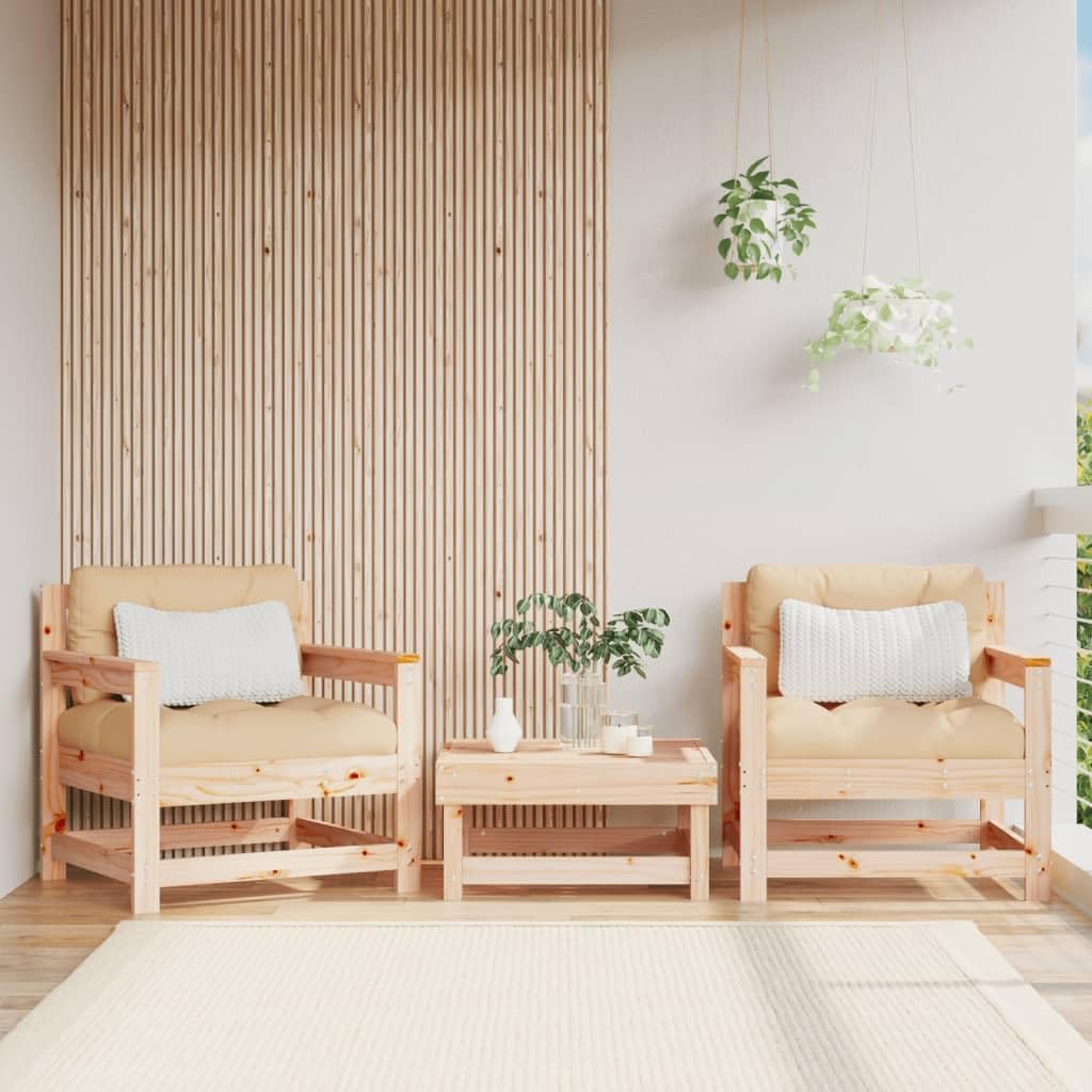 Patio Chairs with Cushions 2 pcs Solid Wood Pine,Wooden Garden Chairs with Slatted Design and Comfortable Cushions for Outdoor Relaxation Patio Furniture Sets, Conversation Sets, 1, Brown
