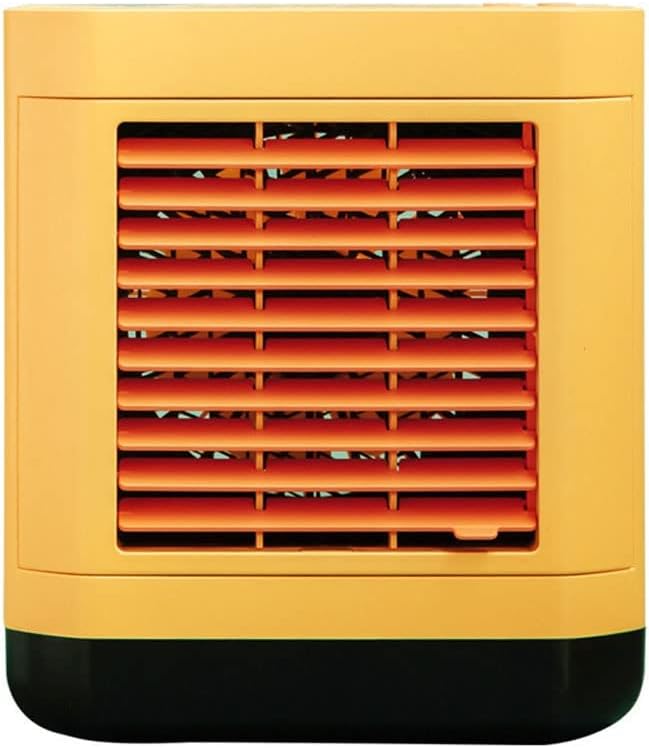 Portable Air Conditioner, Evaporative Air Cooler, Small Cooling Fan, 3 Speeds, 2000mAh Battery Powered & USB Rechargeable Mini Air Conditioner for Room Camping Car Office (Color : Yellow)
